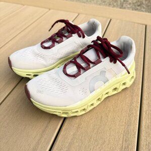 On Cloudmonster Running Shoes Frost/Acacia Size 6.5